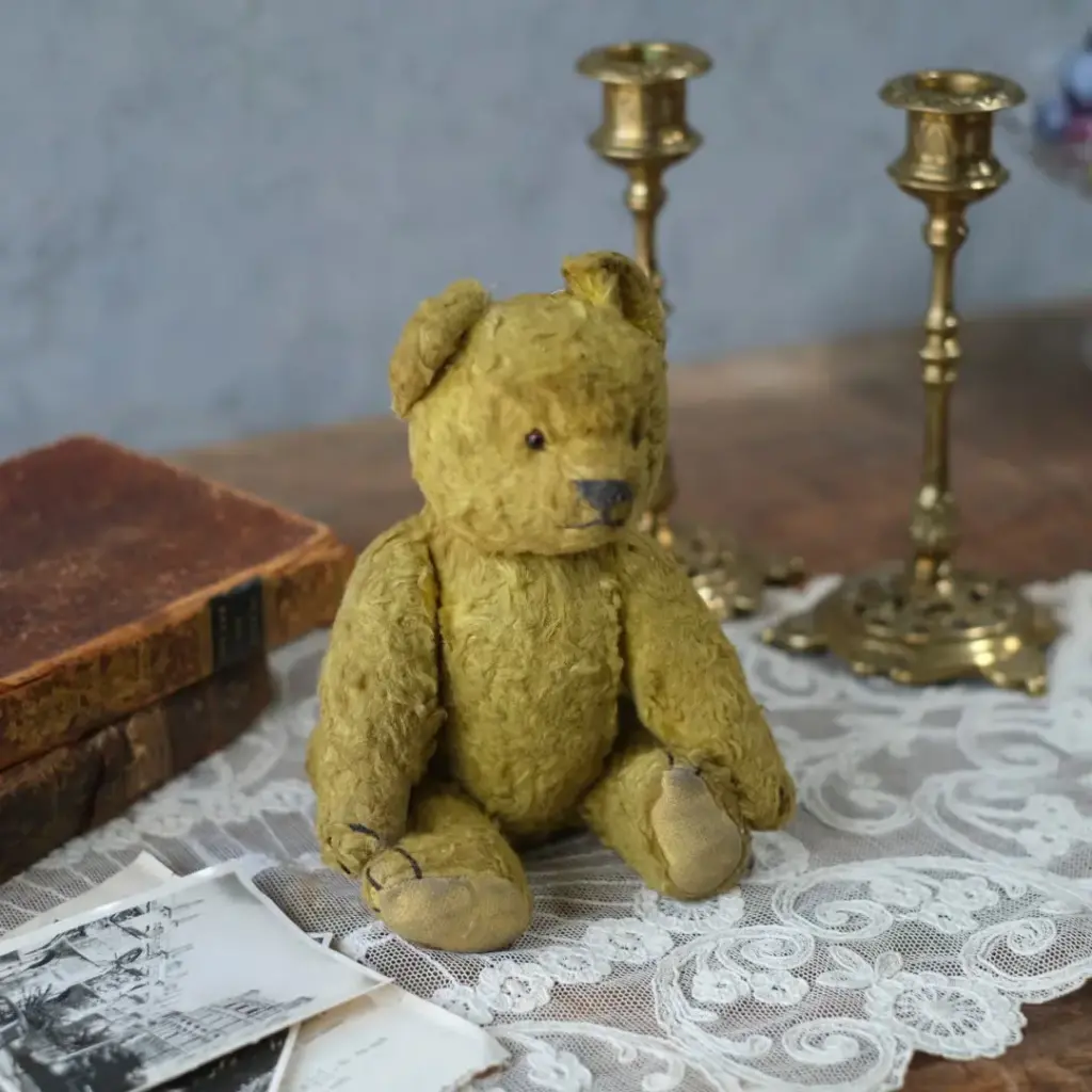 ヴィンテージ テディベア モヘア ワラ詰め グラスアイ 1920年代頃 イギリス ヴィンテージ雑貨