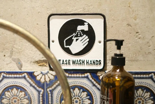 アイアンプレート・WASH HANDS/ピクトグラムで分かりやすい「手を洗ってください」のサイン インテリア雑貨