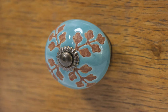 ターコイズ・セラミックノブ 陶器 引き出し、戸棚に取り付け可能の取っ手 プルノブ つまみ