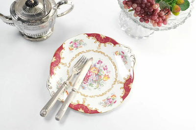 アンティーク Royal Albert B&amp;Bプレート Canterbery 朝食用 ハンドル付きプレート