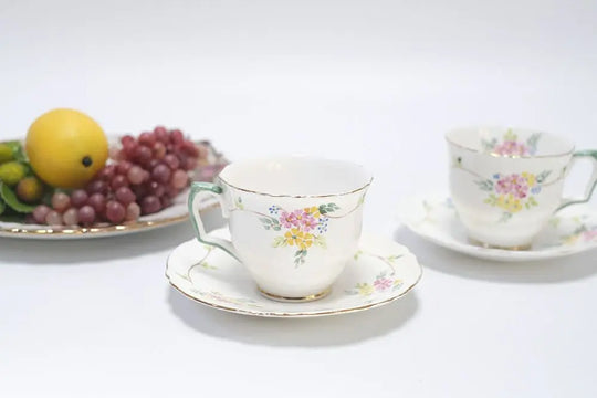 アンティーク ティーカップ&amp;ソーサー Crown Staffordshire イギリス 1801年創業/アンティーク食器