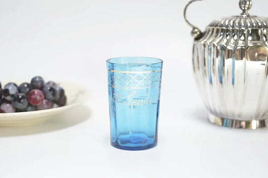 アンティークレモネードグラス 海のように透明感のある青いガラスコップフランス アンティーク食器