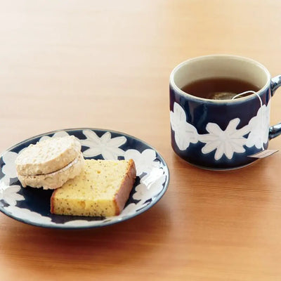波佐見焼 花かんむりマグカップ ミニプレート ネイビー おしゃれな食器