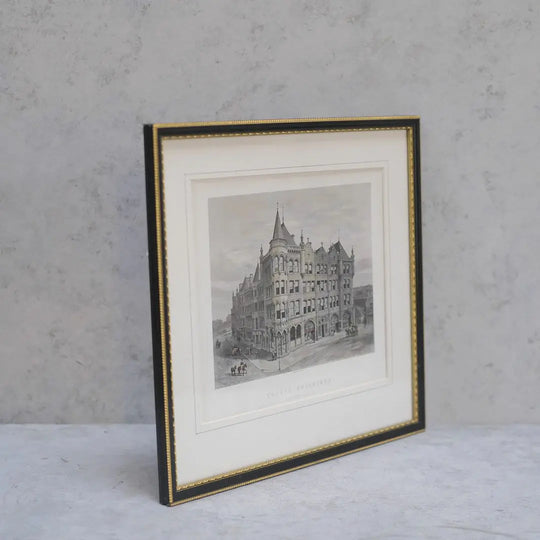アンティークリトグラフ Estate Building 建造物 鋼版画 イギリス アンティーク雑貨