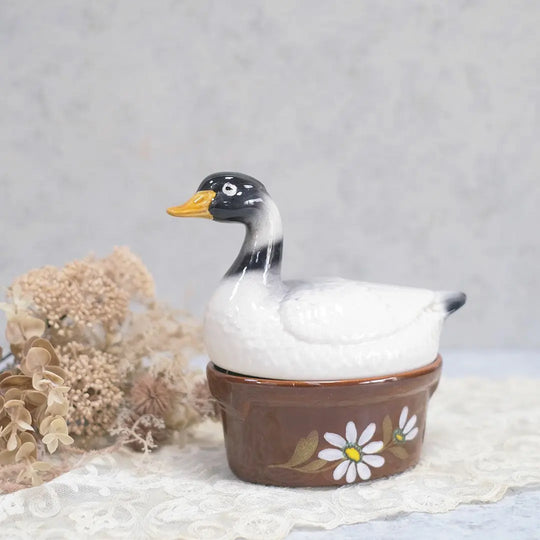 ヴィンテージ ダックテリーヌポット フランス 陶器 鴨