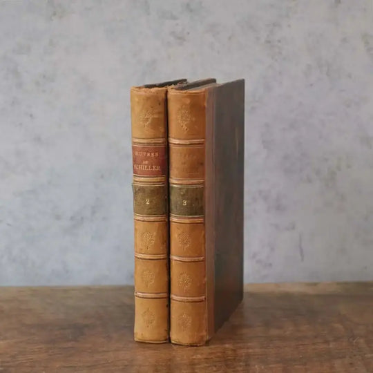 アンティークレザーブック 古書 Œuvres de Schiller（シラー全集） フランス アンティーク雑貨