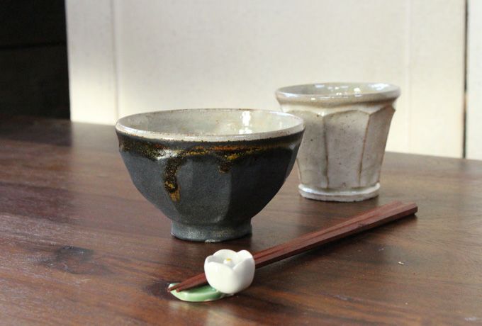 笠間焼【益子淳一】・面取めし碗/作家のうつわ ２色展開 ご飯茶碗 和食器