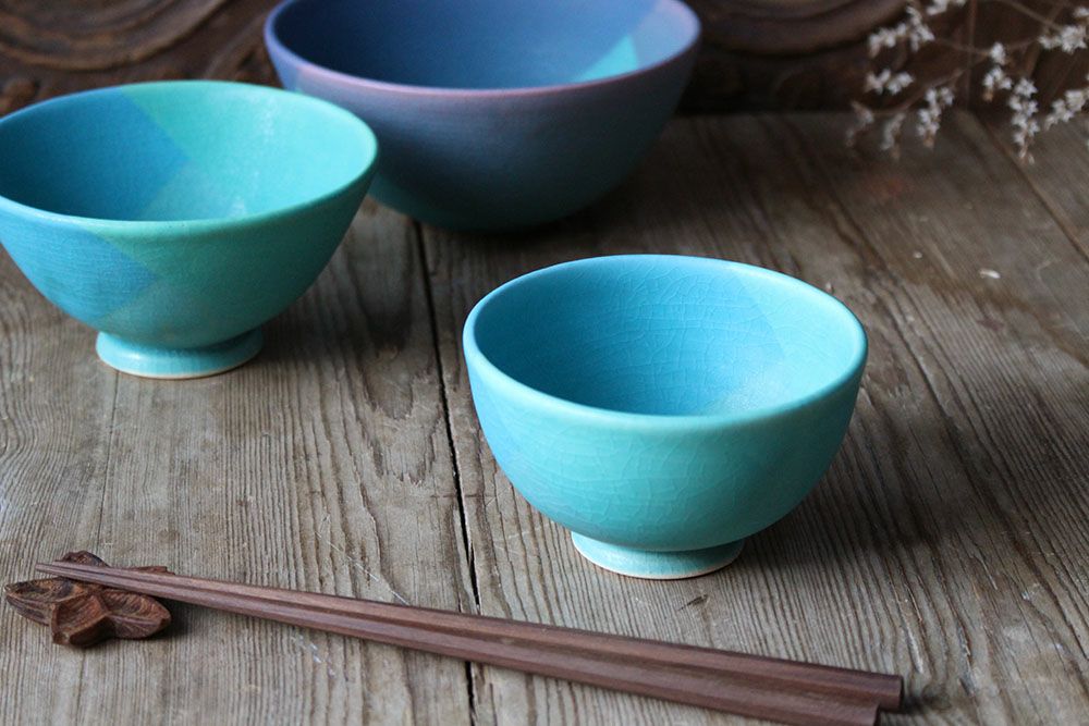 飯沼耕市の色彩碧釉シリーズの茶碗6