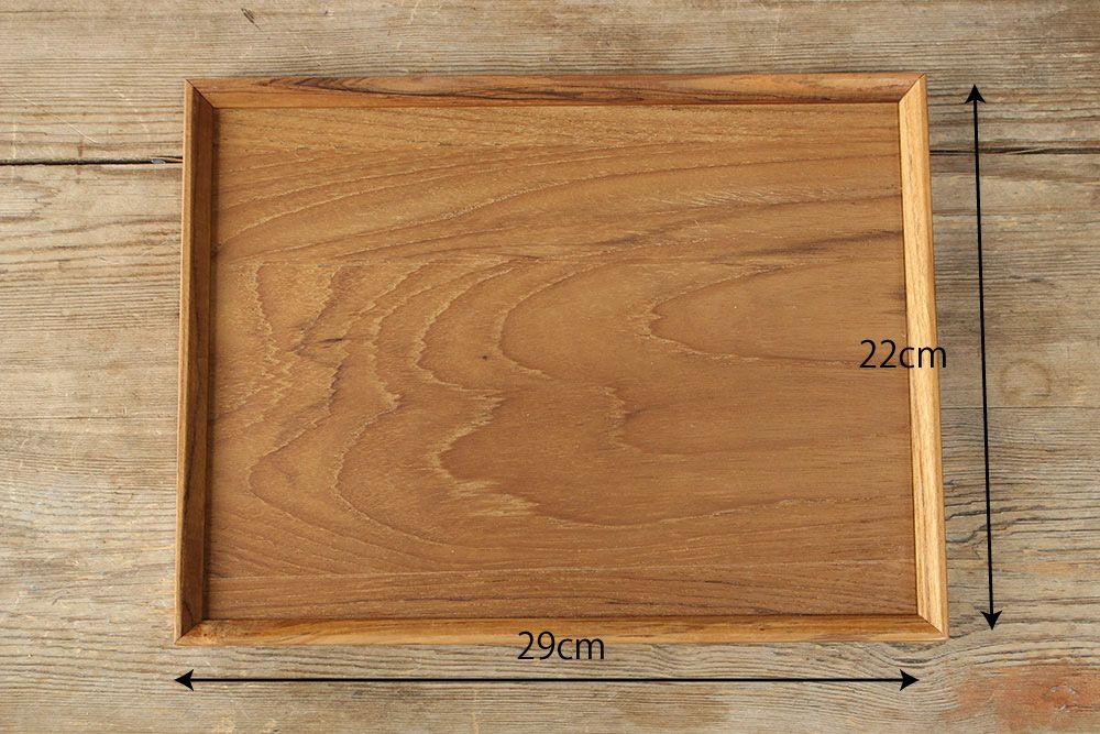 ナチュラルなチーク材スタックトレイM 幅29cm、奥行22cm