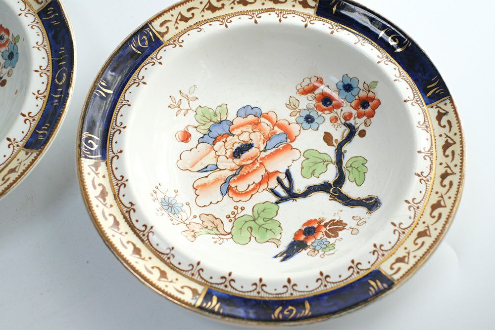 アンティークデザートボウルLosol Ware Keeling & Co Burslem England花の装飾4