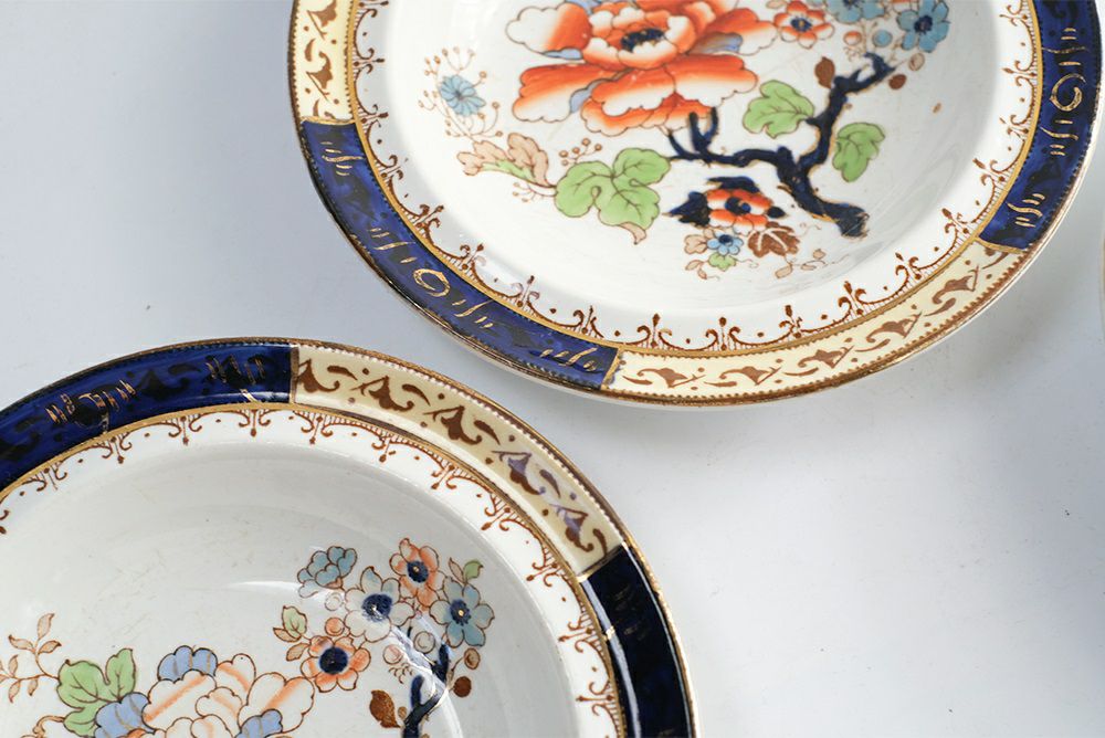 アンティークデザートボウルLosol Ware Keeling & Co Burslem Englandシノワズリデザイン6
