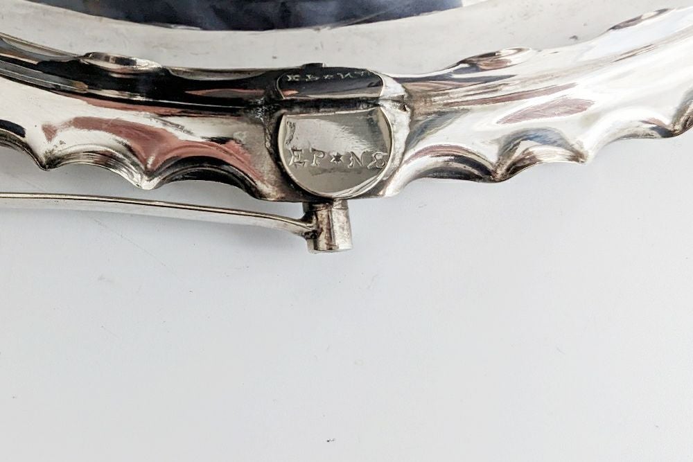 アンティーク シルバープレートハンドルバスケット刻印11