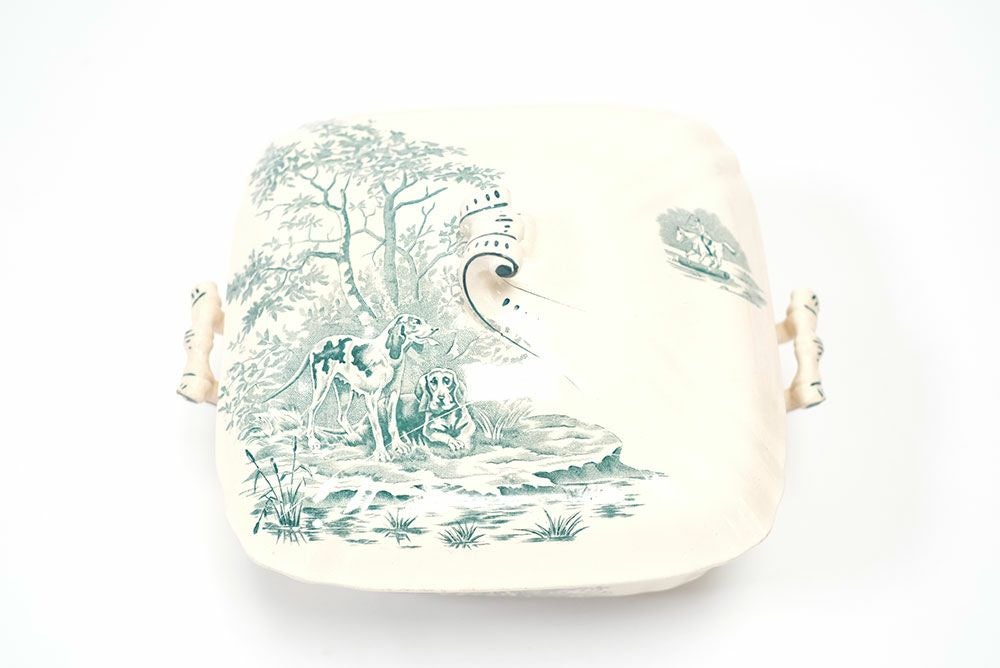 アンティーク スーピエール Longchamp veneur フランス4犬のイラスト3
