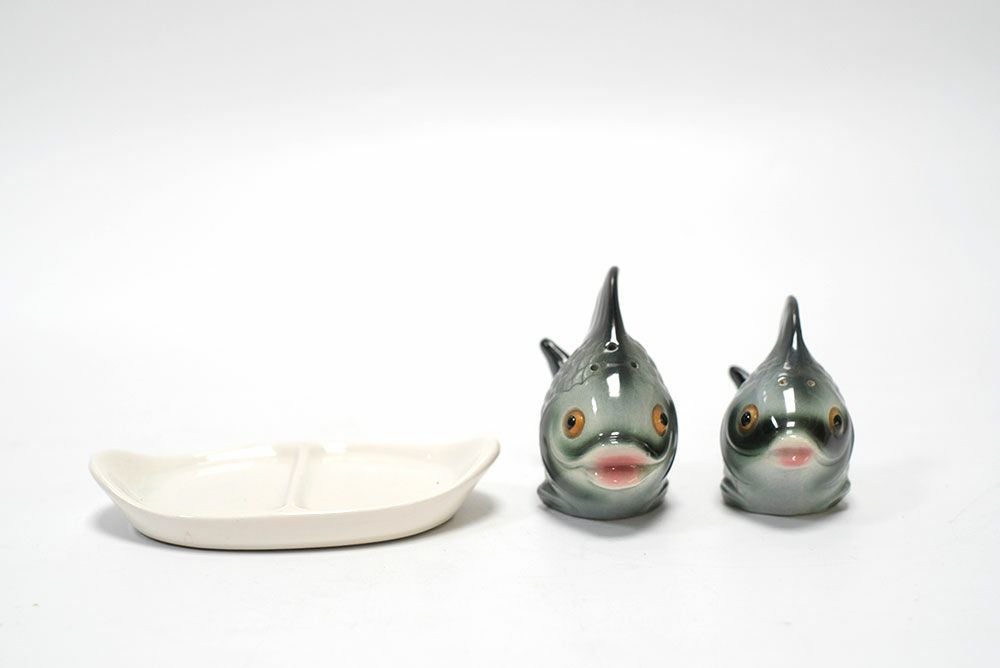 ヴィンテージ ソルト＆ペッパー スパイスシェイカーセット / 魚　イギリス製のユニークなスパイスポット21