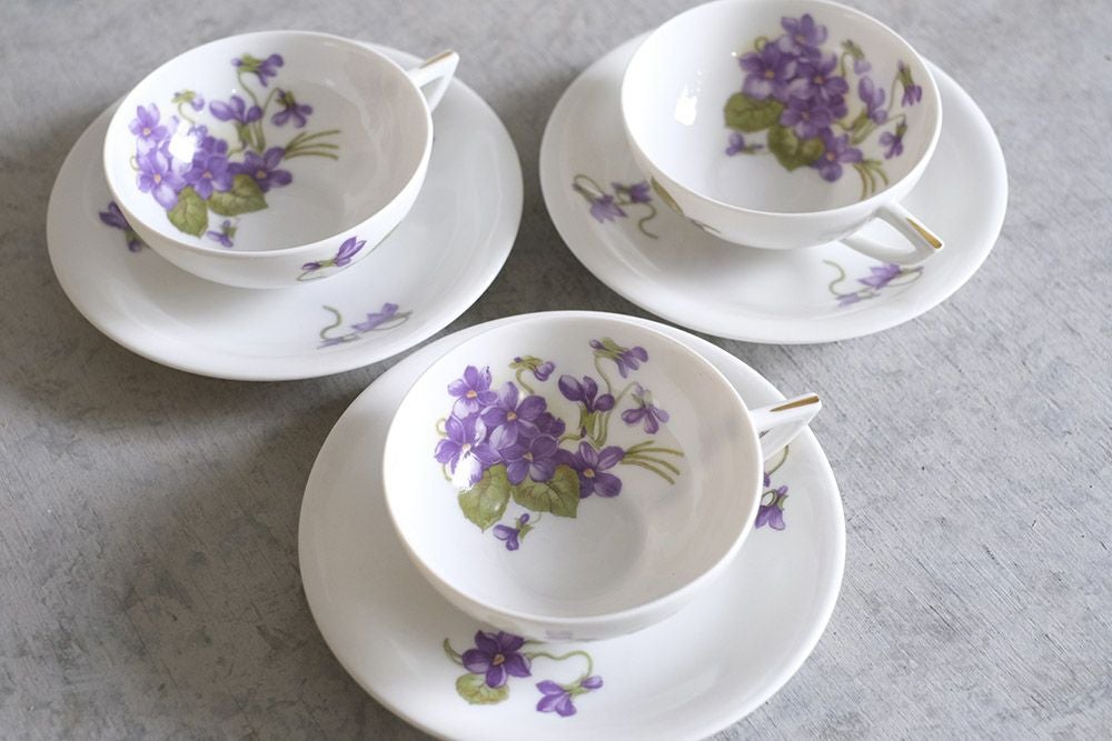 アンティークカップ&ソーサ 菫 フランス LIMOGES UNIQUE 77