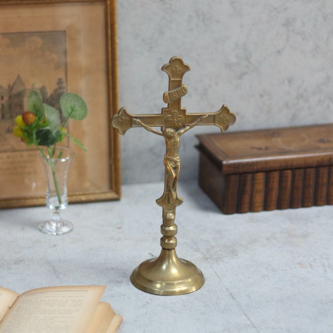 アンティーク 真鍮の十字架/フランス crucifix(クルーシフィクス) 宗教小物アンティーククロス5