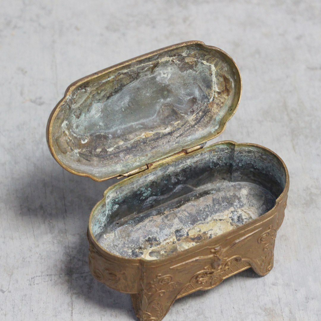 アンティークジュエリーケース フランス 19世紀 金属製宝石箱 アクセサリーケース 収納.5