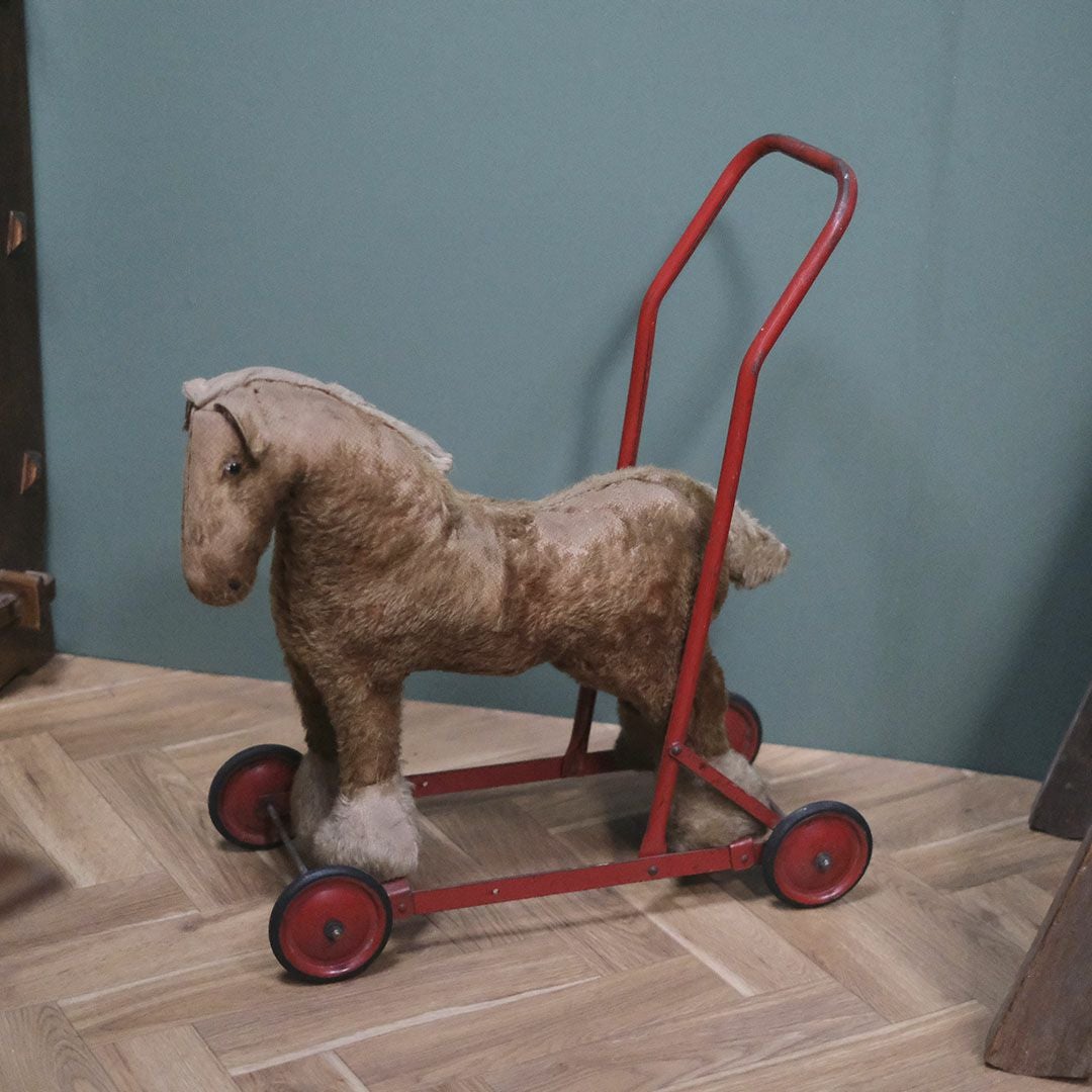 アンティーク チャイルドトイホースウォーカー イギリス 仔馬の幼児用手押し車 玩具10