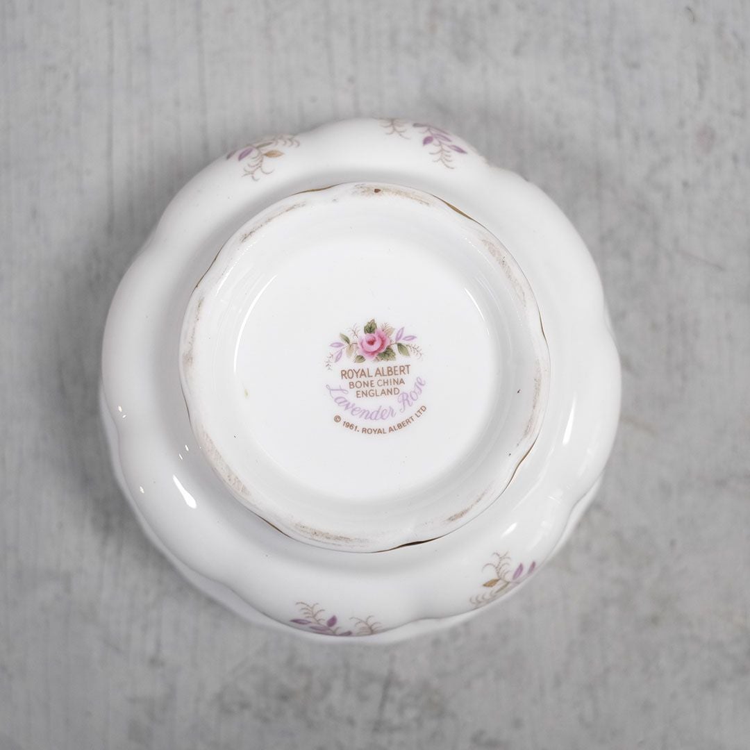 ヴィンテージ Royal Albertシュガーボウル/lavender rose ロイヤルアルバート イギリス ラベンダーローズバックスタンプ5