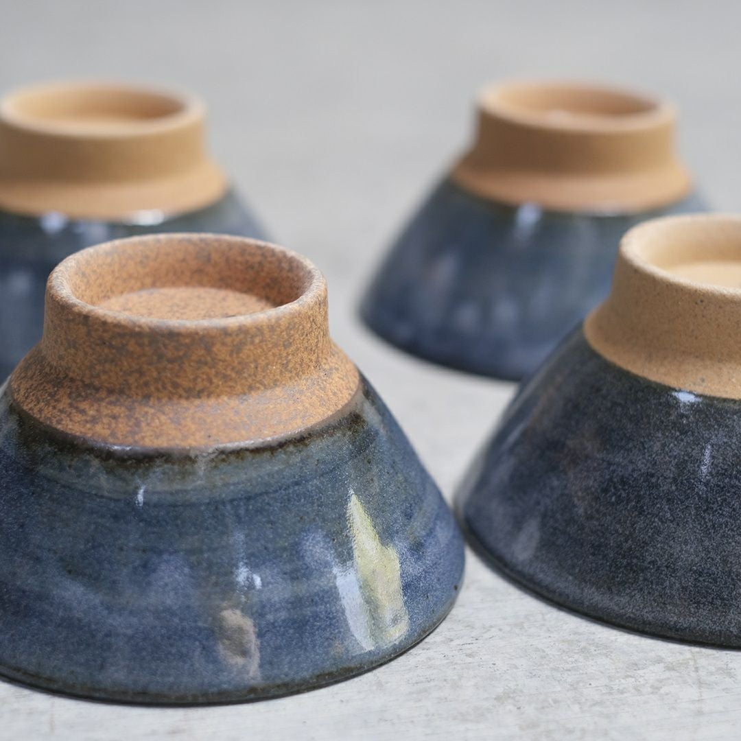 美濃焼 茶碗 青 飯椀 手触りの良い土の質感44
