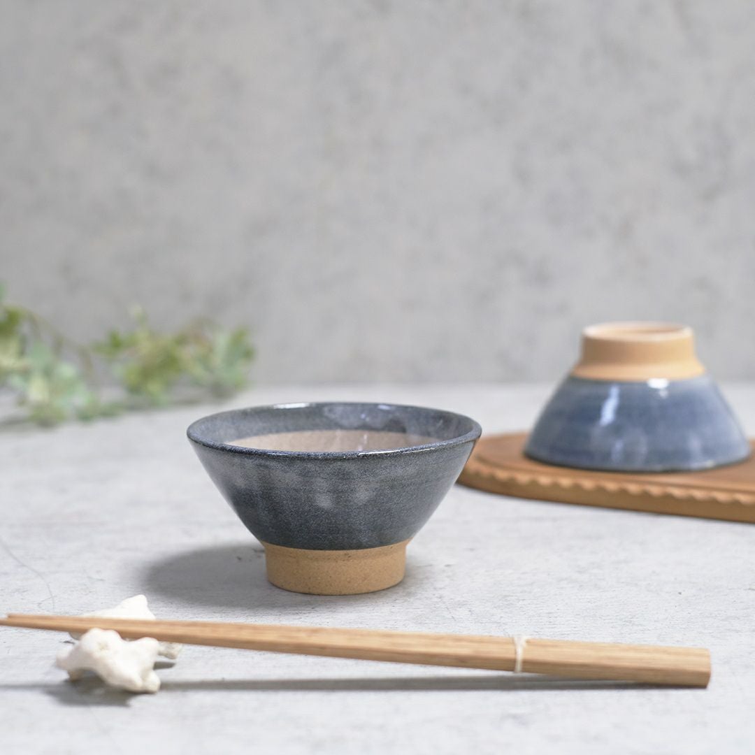美濃焼 茶碗 青 飯椀 手触りの良い土の質感陶器6