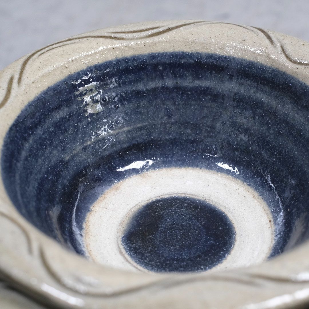 やちむん 宮城正享  ワンブー 青 読谷村北窯 一点物 5寸(15.5cm) 66