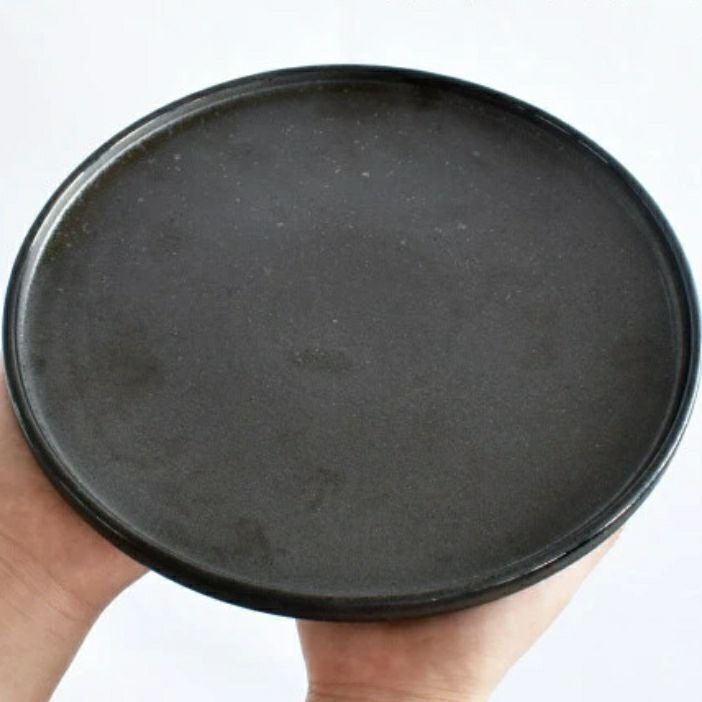 美濃焼ディナー皿 切立皿 日本製 燻し黒 w24cm22