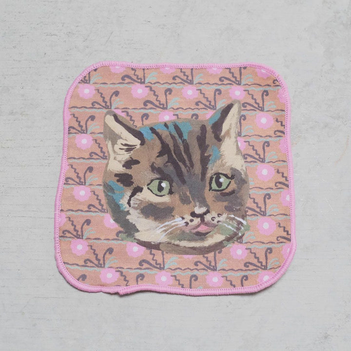 Nathalie Lete(ナタリーレテ)/ガーゼタオルハンカチ ねこピンク メガネ拭き スマホ拭き1