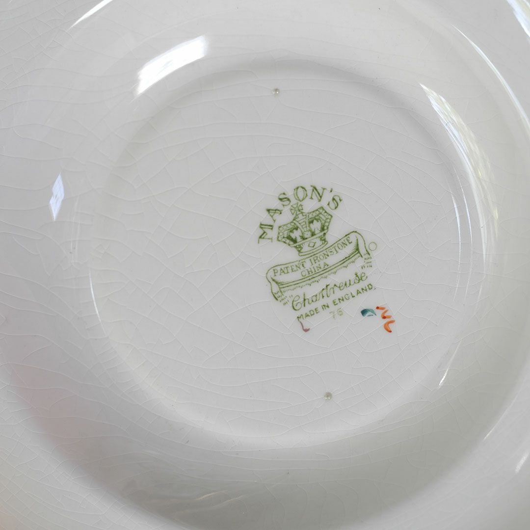 アンティーク MASON'S スープ皿 イギリス メイソン社 Mandalay Chartreuse(マンダレイ シャルトリューズグリーン)アンティーク食器10