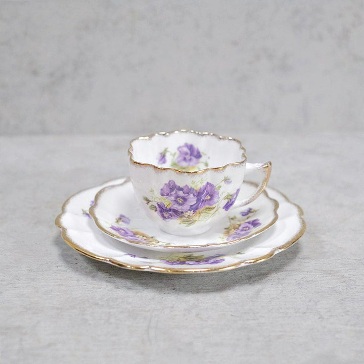 アンティークティーカップトリオ MELBA メルバPansy パープルパンジー アンティーク食器11
