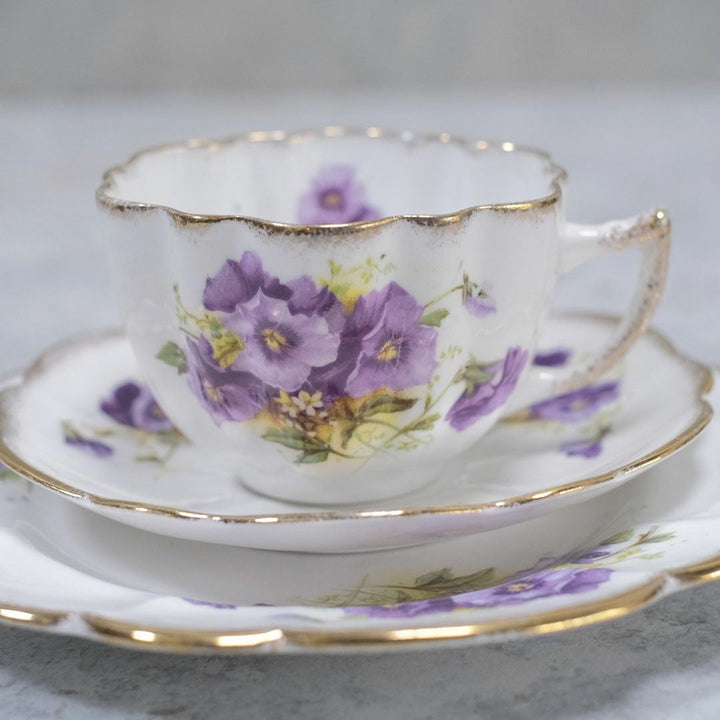 アンティークティーカップトリオ MELBA メルバPansy パープルパンジー アンティーク食器33