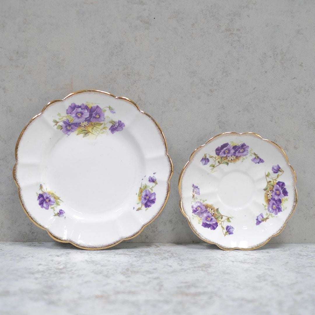 アンティークティーカップトリオ MELBA メルバPansy パープルパンジー アンティーク食器88