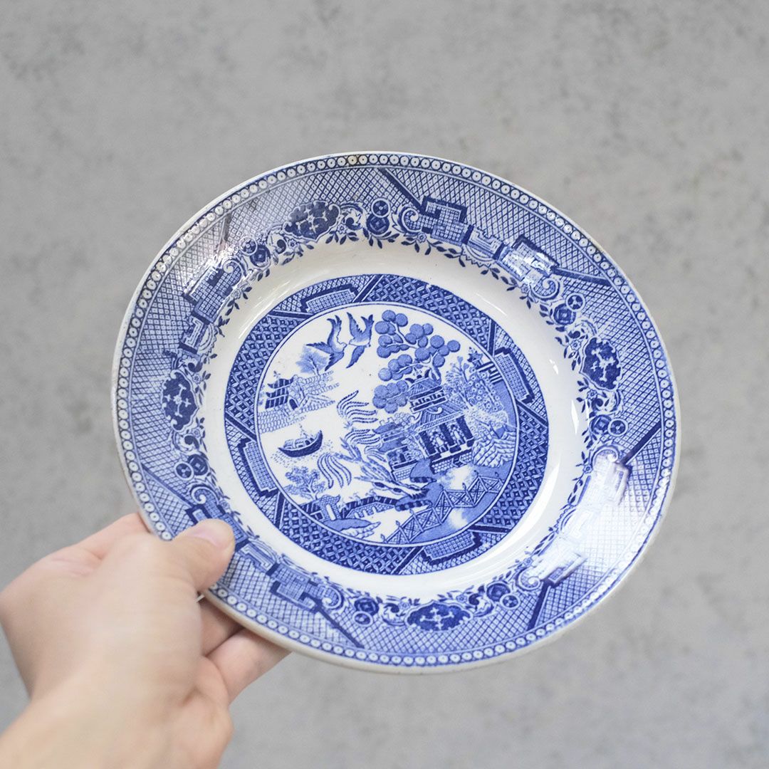 アンティークブルーウィロー皿 GIEN ジアン フランス アンティーク食器44