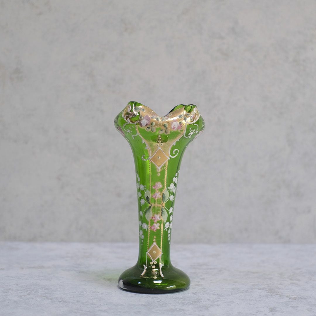 ヴィンテージフラワーベースベネチアンガラスエナメル彩色 MURANO 花瓶11