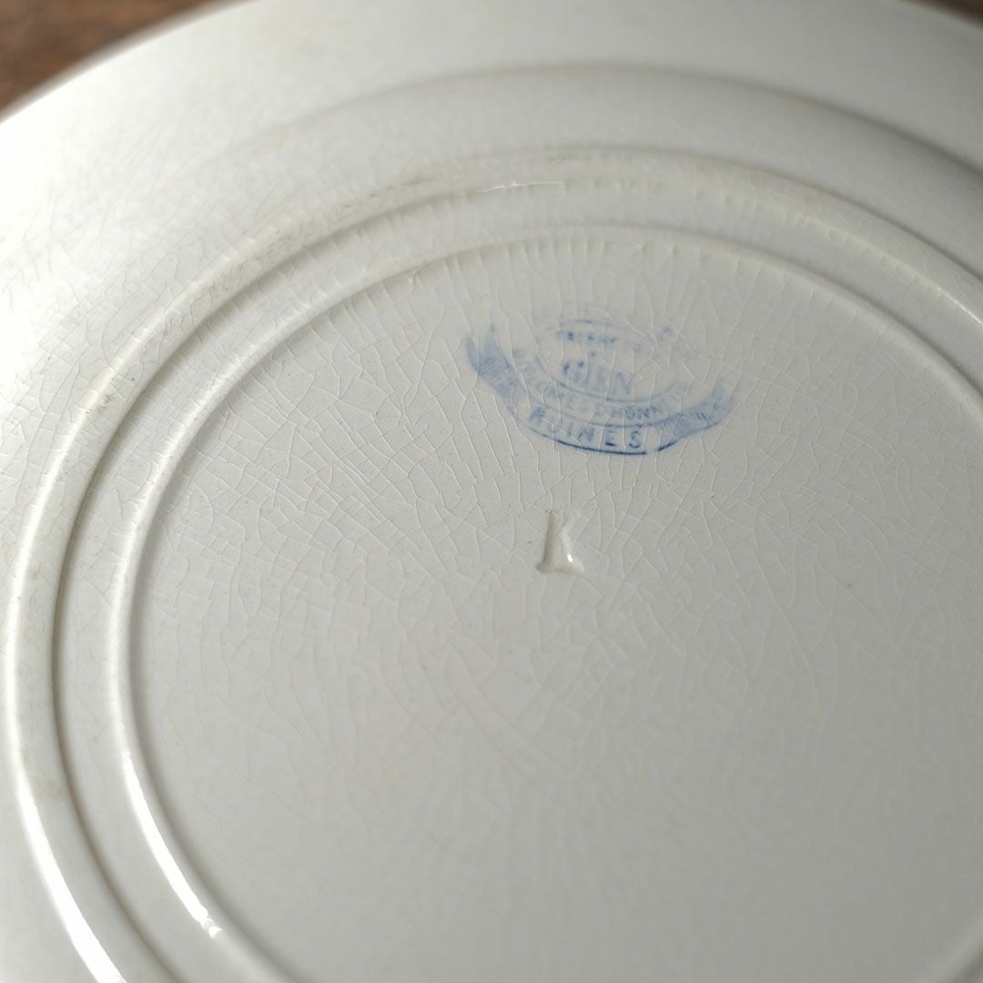 フランス アンティーク皿  GIEN 遺跡と鳥 23.5cm77