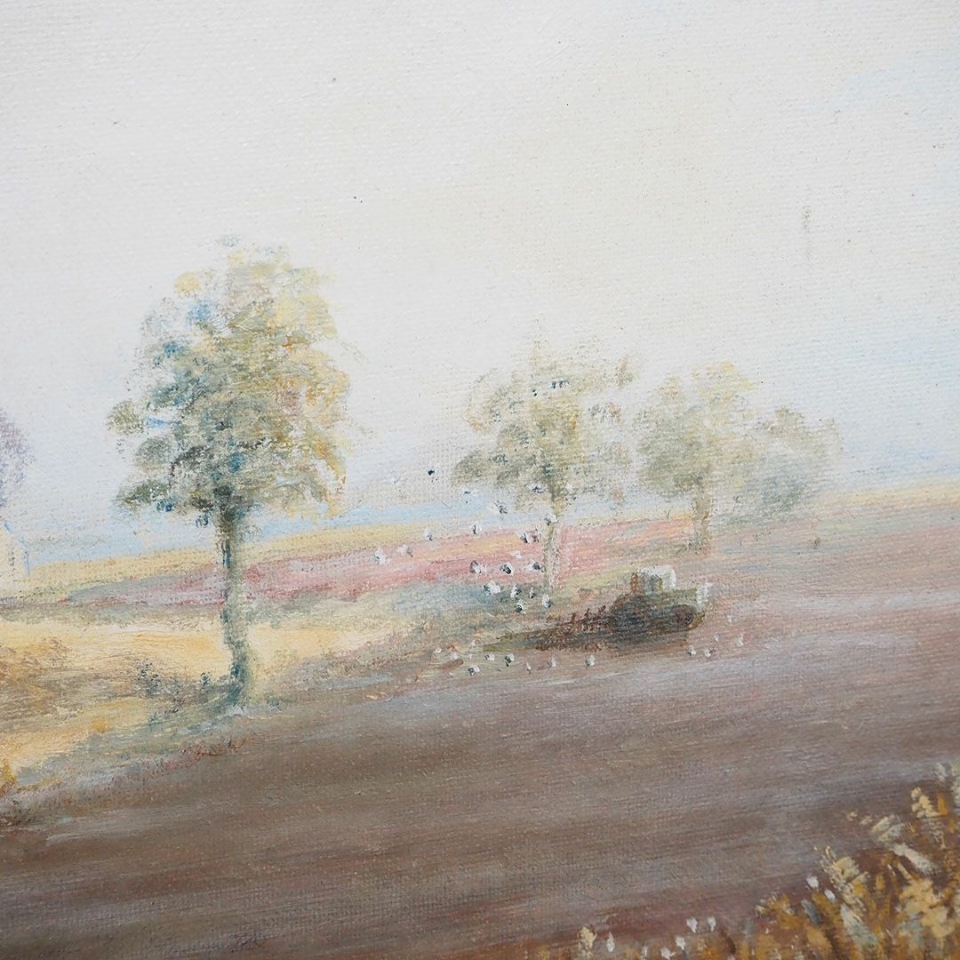 ヴィンテージオイルピクチャー 風車のある風景 油絵 イギリス56
