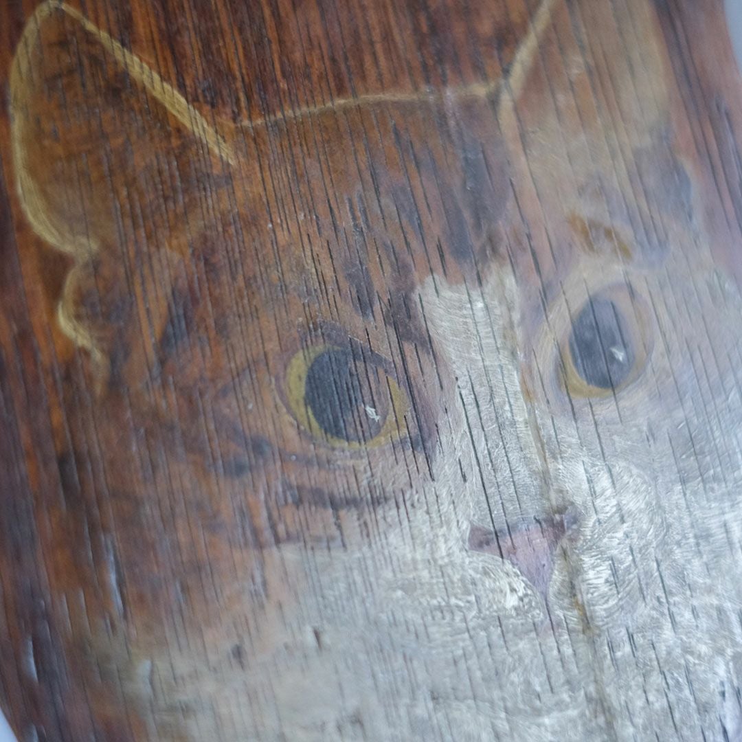 アンティーク 手描きの猫の肖像画 飾りスタンド イギリス 19世紀 置物6