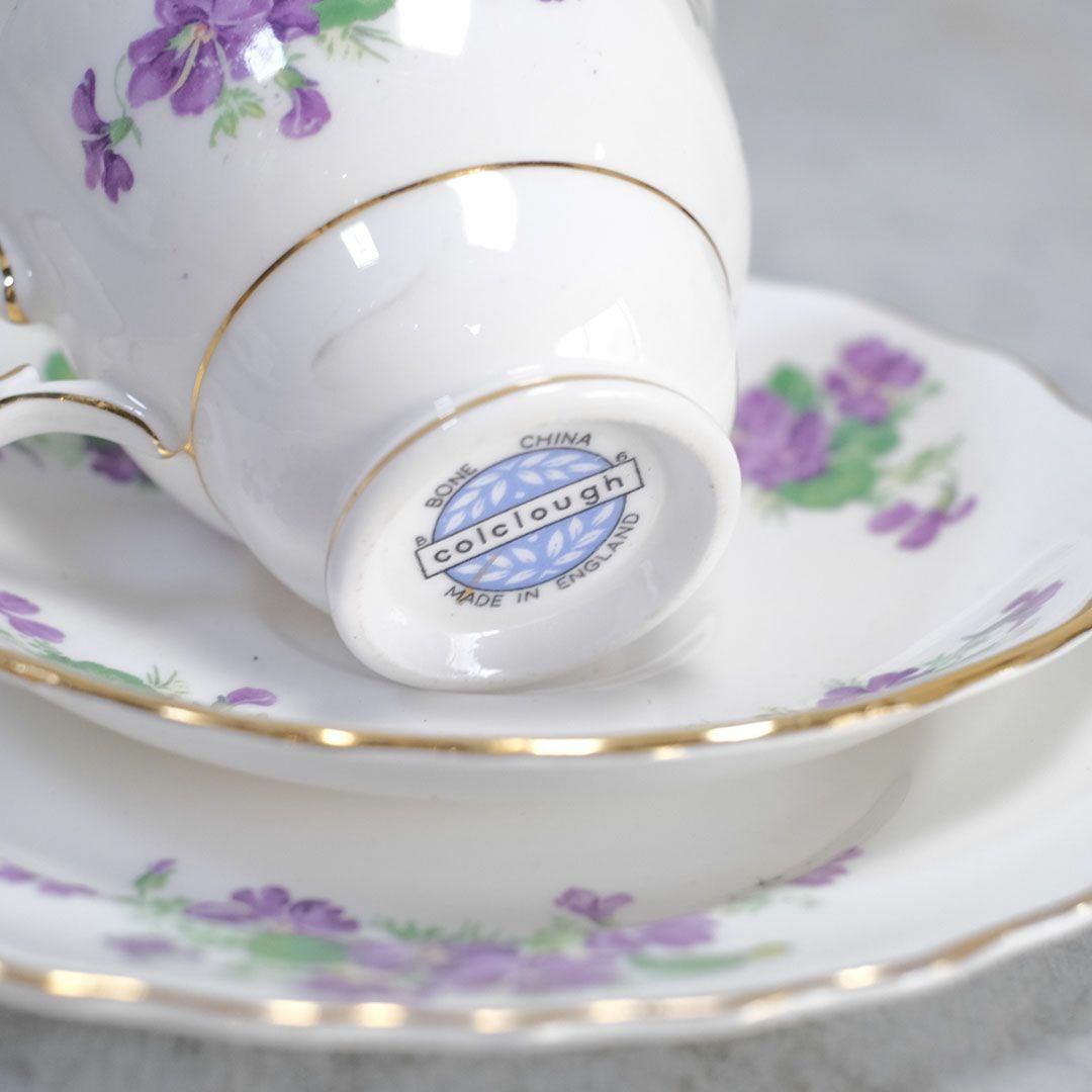 ヴィンテージティーカップトリオ Colclough(コルクラフ)菫 バイオレット イギリス33