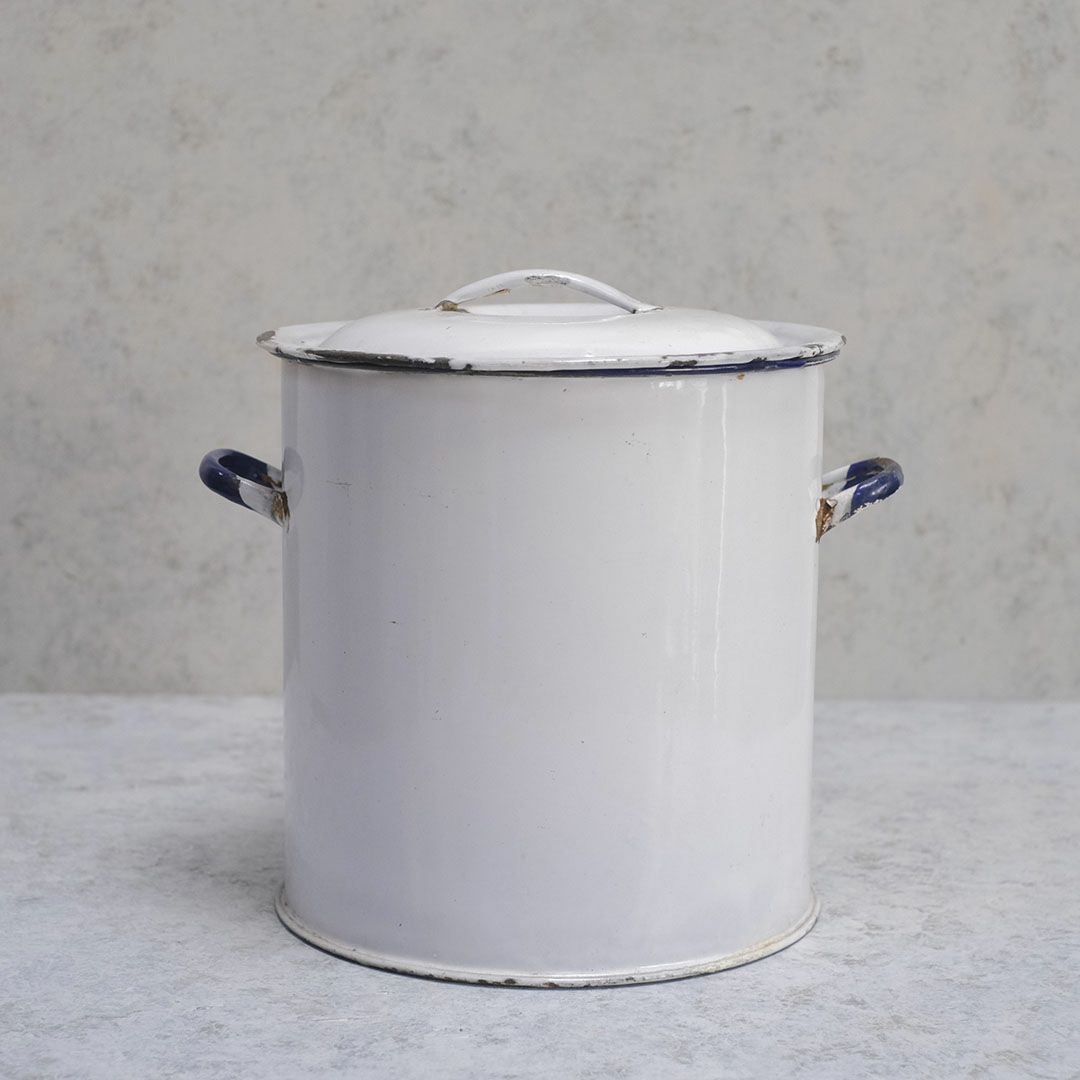 アンティーク ホーローFLOUR缶 イギリス 小麦粉保存容器 白い琺瑯ストッカー2