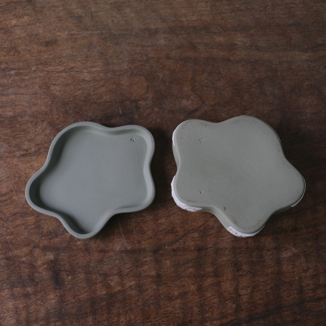 ヴィンテージ WEDGWOODジャスパー小物入れ グリーン ストーンウェア66