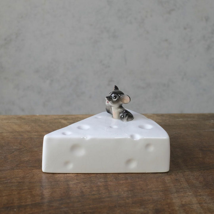 ヴィンテージチーズカバー マウス 鼠のフィギュリン 陶器 イギリス