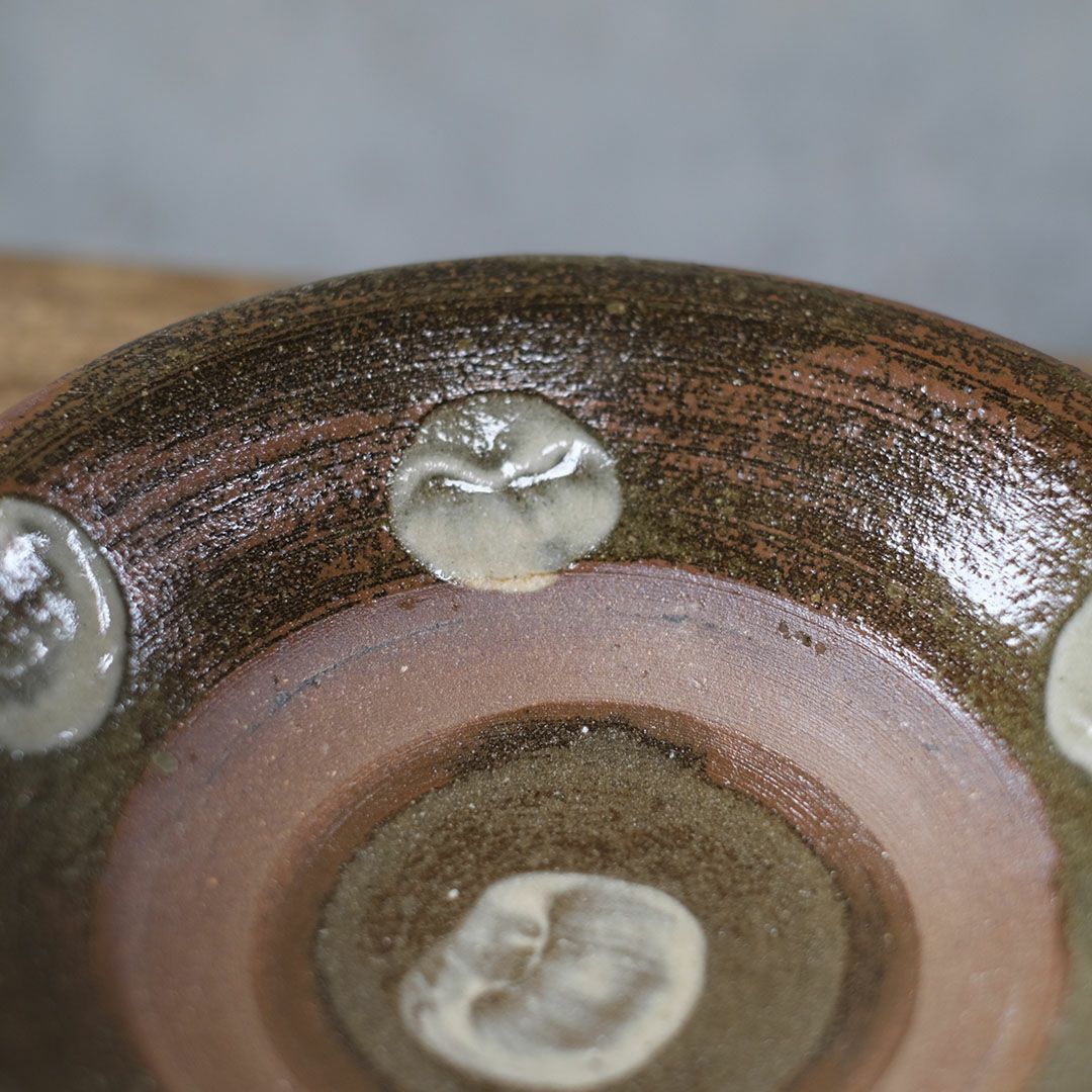 やちむん 沖縄 宮城正享 茶 点打ち 皿 15.5cm 読谷村北窯 登り窯