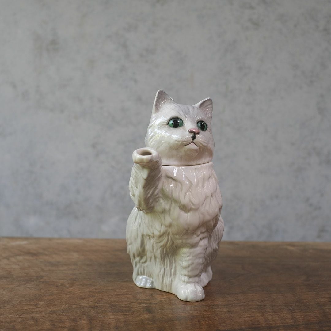 ヴィンテージティーポット 白猫 イギリス オブジェ 陶器 BESWICK ベスウィック22