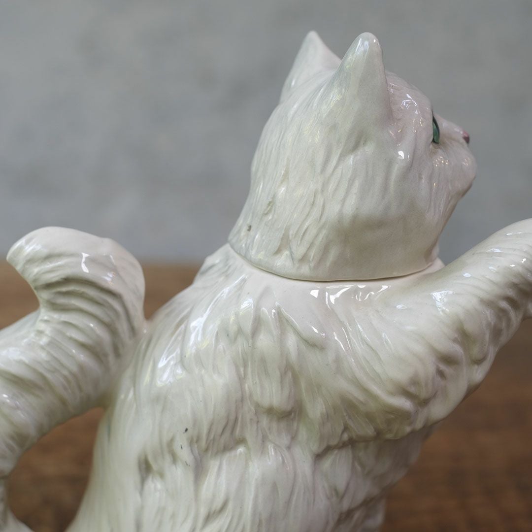 ヴィンテージティーポット 白猫 イギリス オブジェ 陶器 BESWICK ベスウィック44