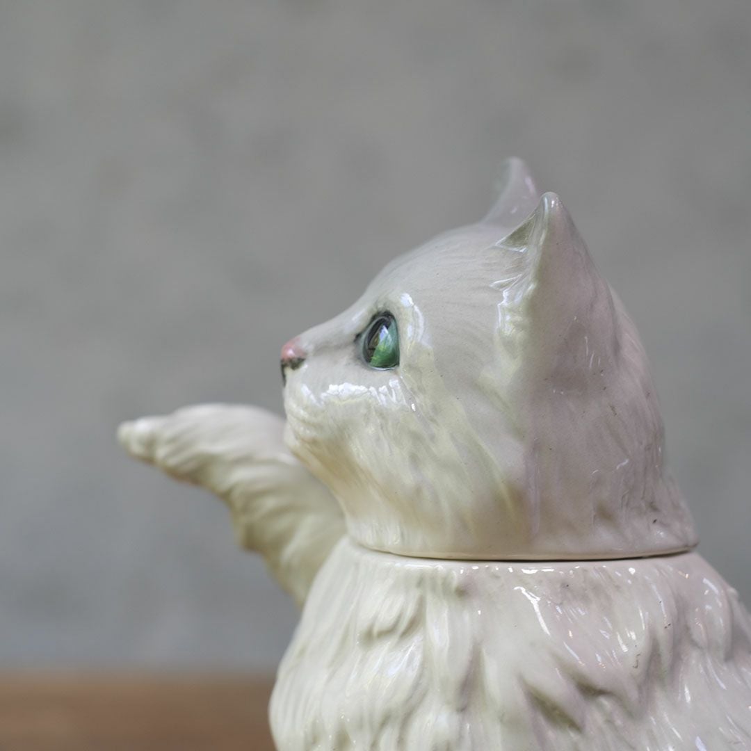 ヴィンテージティーポット 白猫 イギリス オブジェ 陶器 BESWICK ベスウィック99
