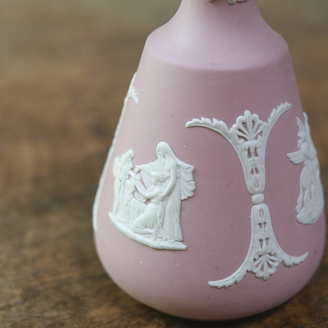 ヴィンテージ WEDGWOOD ウェッジウッドジャスパー フラワーベース ピンク 一輪挿し 花器54