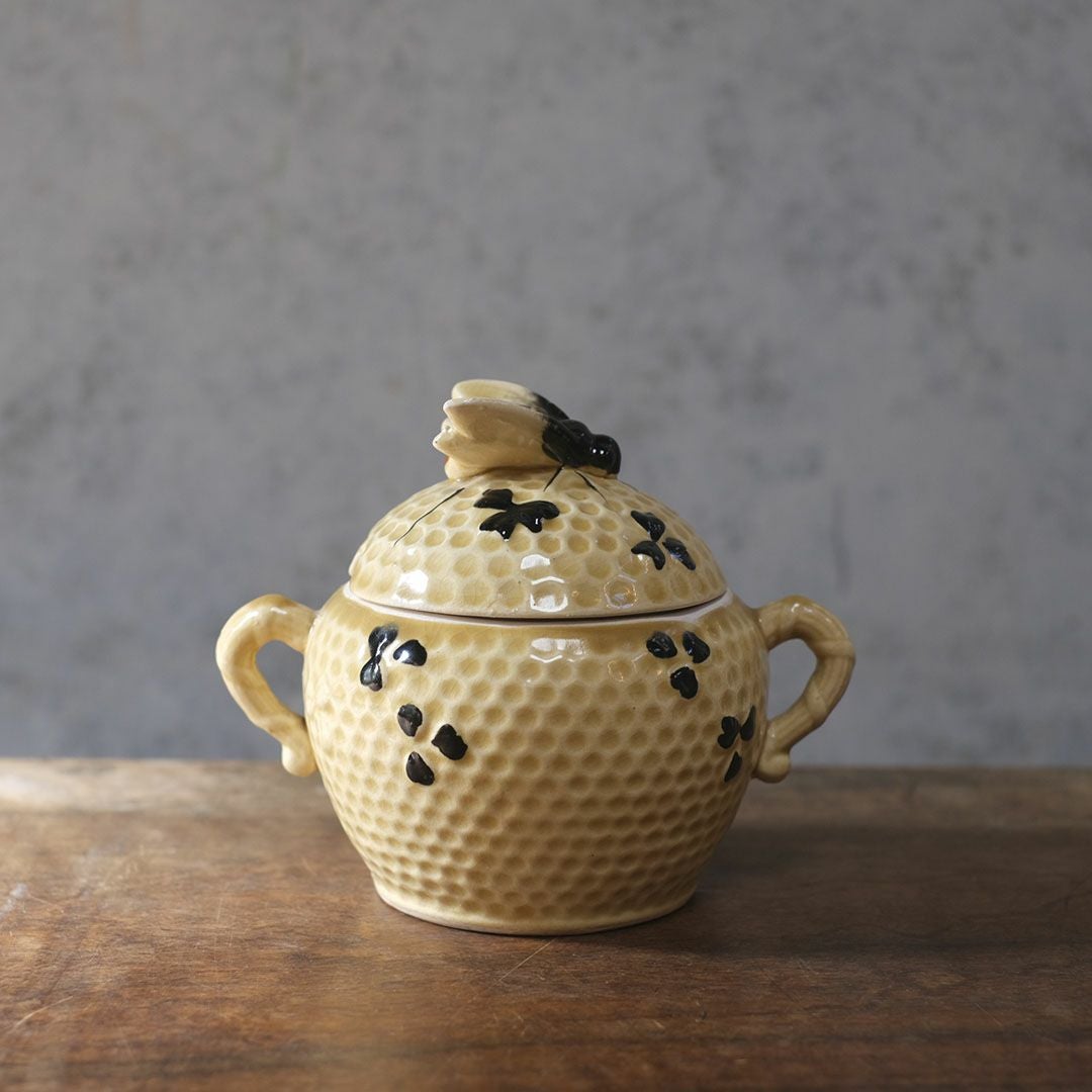 ヴィンテージ ハニーポット イギリス 蓋にとまった蜜蜂が可愛らしい22