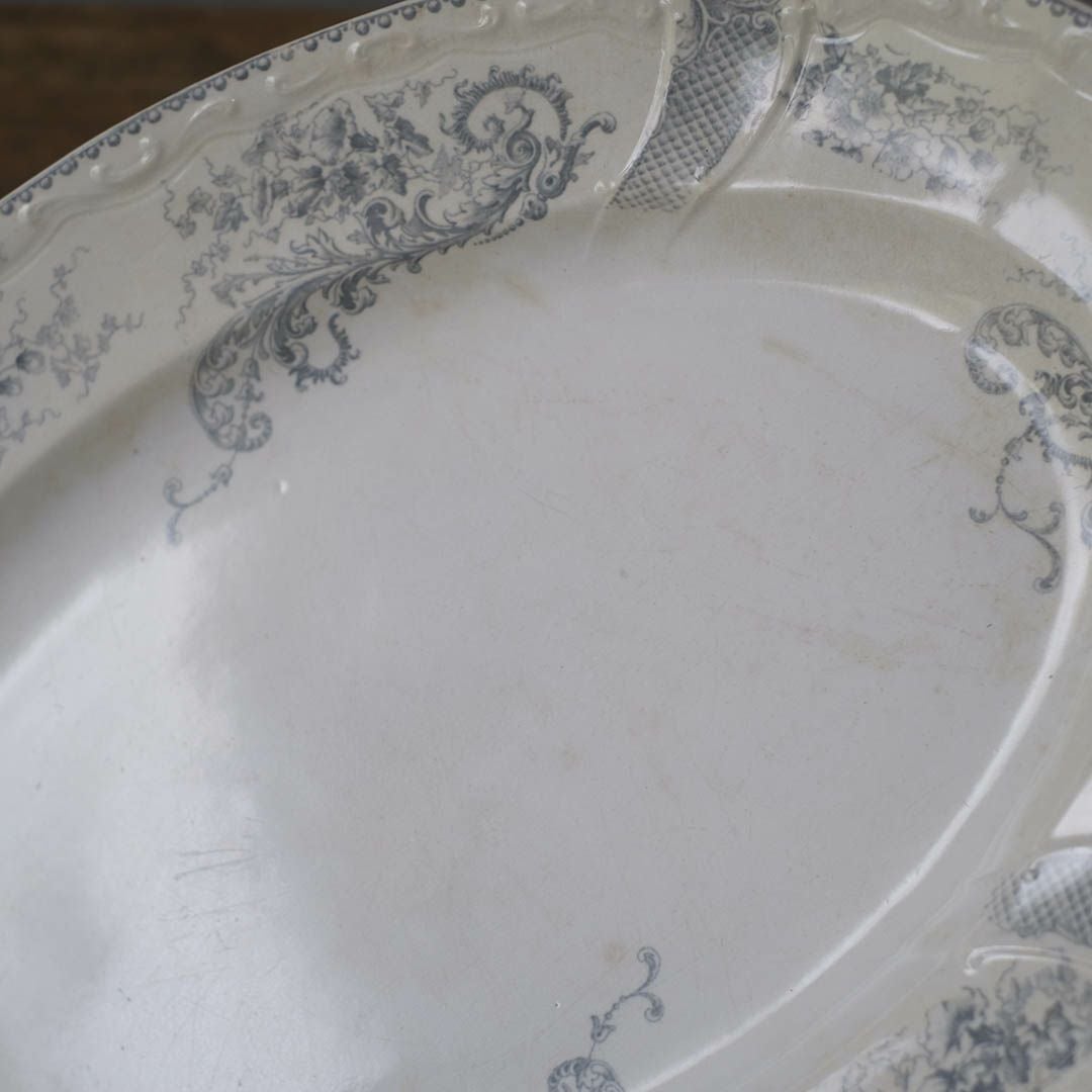 アンティークオーバル皿 LONGWY窯 北フランス ロンウィーで1930年頃作られた器/アンティーク食器66