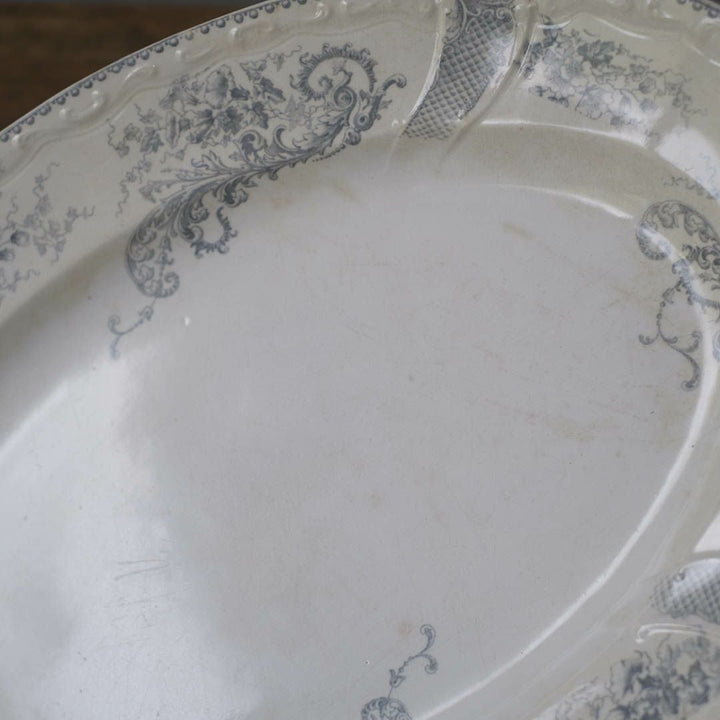 アンティークオーバル皿 LONGWY窯 北フランス ロンウィーで1930年頃作られた器/アンティーク食器66