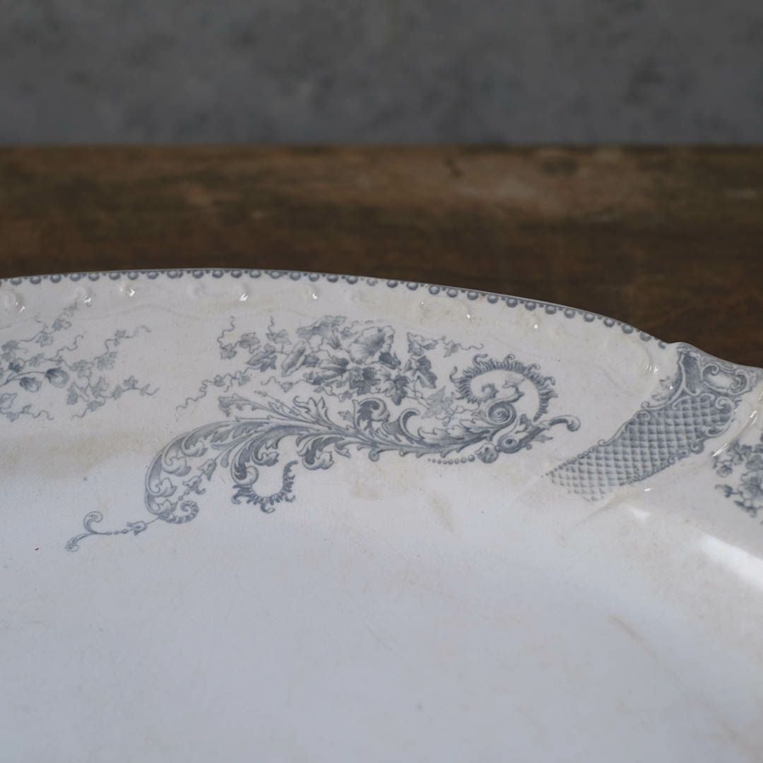 アンティークオーバル皿 LONGWY窯 北フランス ロンウィーで1930年頃作られた器/アンティーク食器77